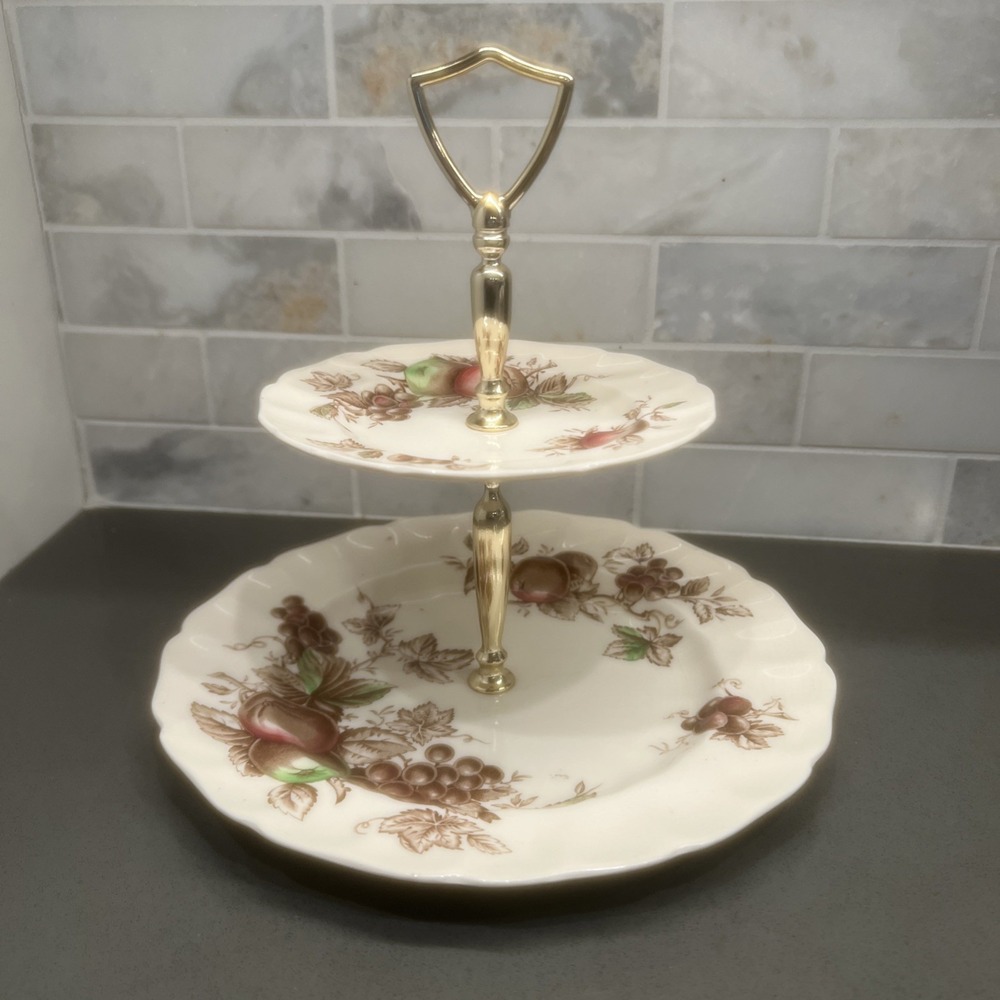 Johnson Bros Harvest Time 2 Tier Serving Tray Made In England Vintage 14inH
